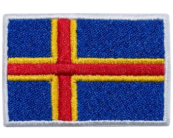 "Flag of the Aland Archipelago (FINLAND)" embroidered patch. For sewing or ironing.