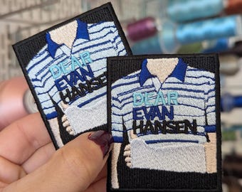 "Dear Evan Hansen. MUSICAL" embroidered patch. To sew or iron on. 7cm x 5'5cm. Price per unit. Own design.