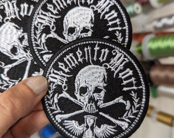 Embroidered patch "Memento mori". to sew or iron.