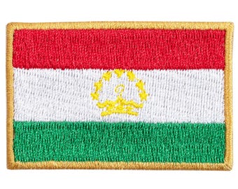 "Tajikistan Flag" embroidered patch, for sewing or ironing.