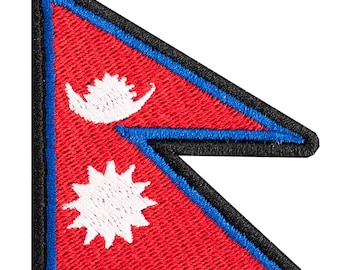 Nepalese flag embroidered patch. Various designs to choose from. Sew or iron on.