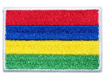 "Flag of MAURITIUS" embroidered patch. Sew or iron on. Various designs to choose from.