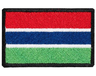 Gambian flag embroidered patch. Sew-on or iron-on. Various designs to choose from.
