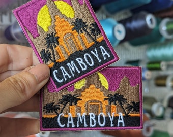 Embroidered patch Travel to Cambodia. Souvenir. to sew or iron on