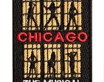 "Chicago" musical embroidered patch. Sew or iron on.