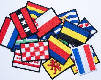 Embroidered patch "Flag of the Netherlands (Holland), Amsterdam and its provinces." Sew-on or iron-on. Custom design. Price per piece.