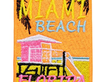 Embroidered patch "trip to Miami. Florida. USA". To sew or iron on. Price per unit. Own design. 7cm x 5'5cm.