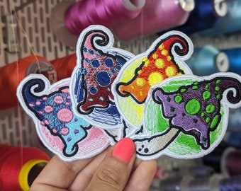 Psychedelic Mushroom Embroidered Patch. Hippie. Sew or iron on.