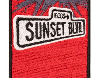 Sunset BLVD. Musical embroidered patch. To sew or iron. 7cm x 5'5cm.