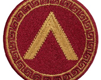 Sparta Shield embroidered patch. Greece. Sew-on or iron-on. 7.5 cm. Custom design.