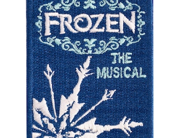 Frozen musical embroidered patch. Broadway. Custom design. 7cm x 5.5cm. Sew-on or iron-on.