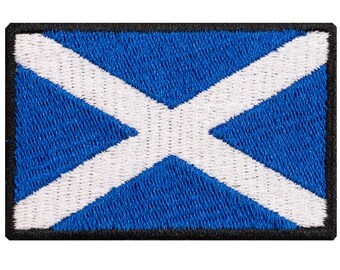Scottish flag embroidered patch. Sew or iron on. Various designs to choose from.