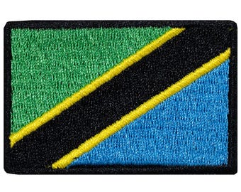 "Tanzania Flag" embroidered patch, for sewing or ironing.