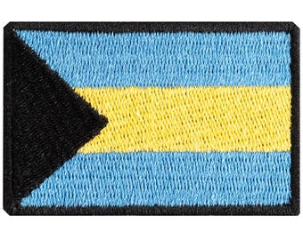 Bahamas flag embroidered patch. Sew or iron on. Various designs to choose from.