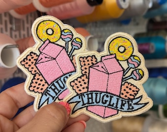 "Thuglife" embroidered patch. Old school tattoo style. To sew or iron on. 8cm. Price per unit. Own design.