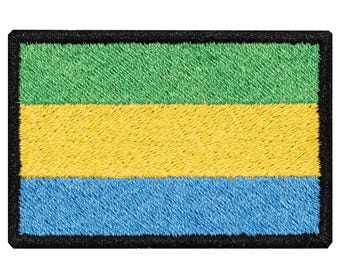 "Flag of Gabon" embroidered patch, for sewing or ironing.