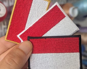 Indonesian flag embroidered patch. Various designs to choose from. Sew-on or iron-on. Custom design.