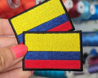 "Colombian Flag" embroidered patch. To sew or iron on. 6cm x 4cm. Own design.