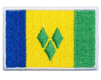 "Flag of Saint Vincent and the Grenadines" embroidered patch, for sewing or ironing.