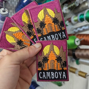 Embroidered patch Travel to Cambodia. Memory. to sew or iron