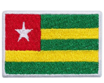 "Togo Flag" embroidered patch, for sewing or ironing.