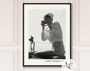 Vintage Audrey Hepburn Photograph Poster: Old Hollywood Decor (Instant Download)