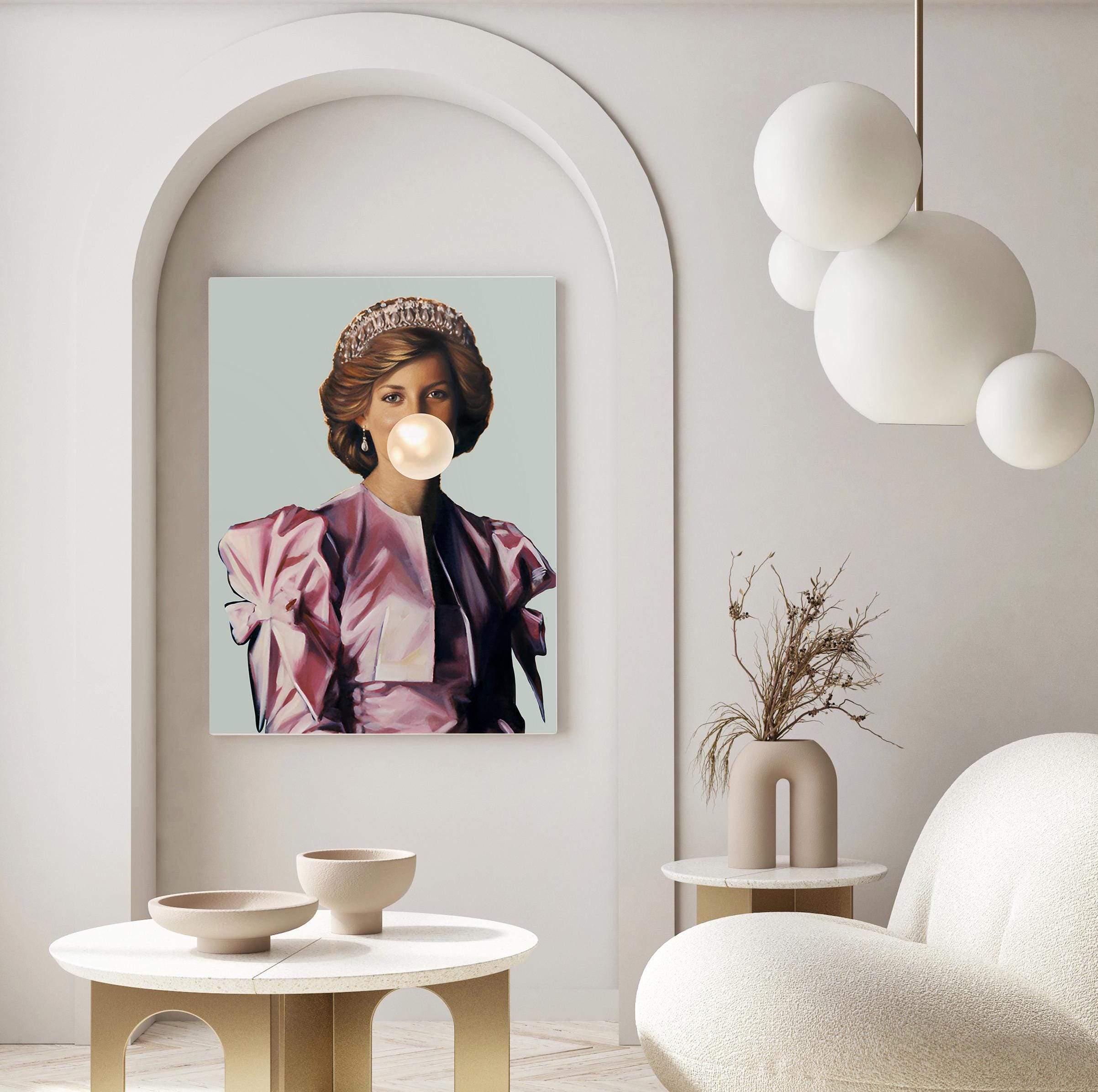 Princess Diana Portrait Print, Bubblegum Wall Art, HRH