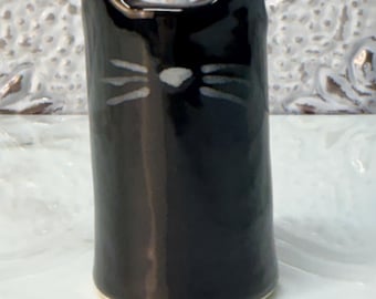 Handmade Ceramic Black Cat Whisker Vase
