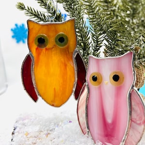 Stained Glass Owl Ornaments – Christmas Tree Decorations