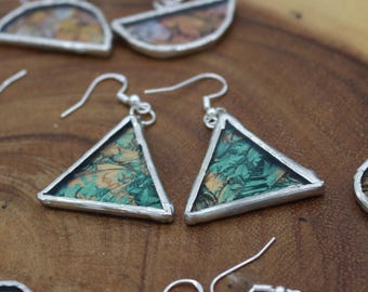 Dichroic Stained Glass Earrings: Geometric Handmade Jewelry - Etsy