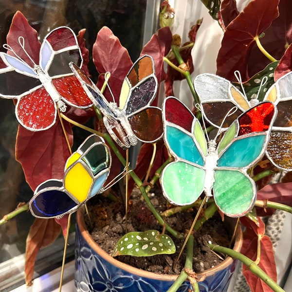 Stained Glass Butterfly Plant Stakes for indoor/outdoor