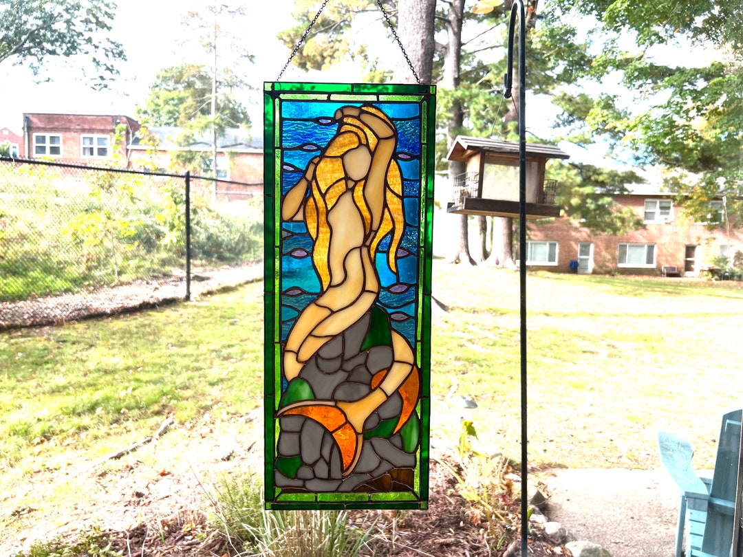 Enchanting Mermaid Stained Glass Window Panel A Magical Tribute to Hogwarts' Prefects' Bathroom