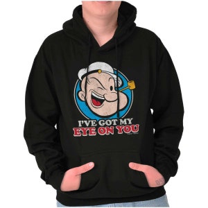 Vintage Cartoon Retro Popeye Character Funny Hoodie Hooded Sweatshirt Men Women