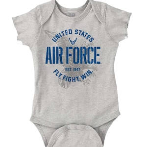 USAF Fly Fight Win - Barboteuse nouveau-né pour bébé garçon et fille de l'US Military Air Force