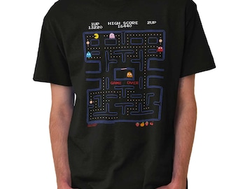 Camiseta de cuello redondo estilo arcade retro para hombre o mujer con el diseño "PACMAN Game Over"
