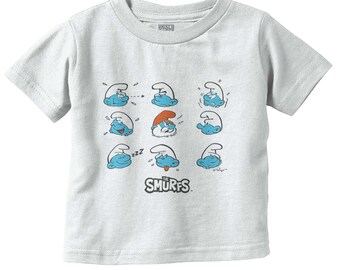 the Smurfs 80s Cartoon Characters Full Cast Toddler Boy Girl Youth T Shirt Tee