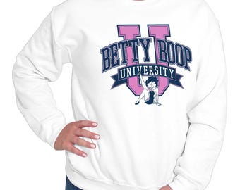 Betty Boop University Retro Cartoon Varsity Womens Crewneck Sweatshirt Pullover