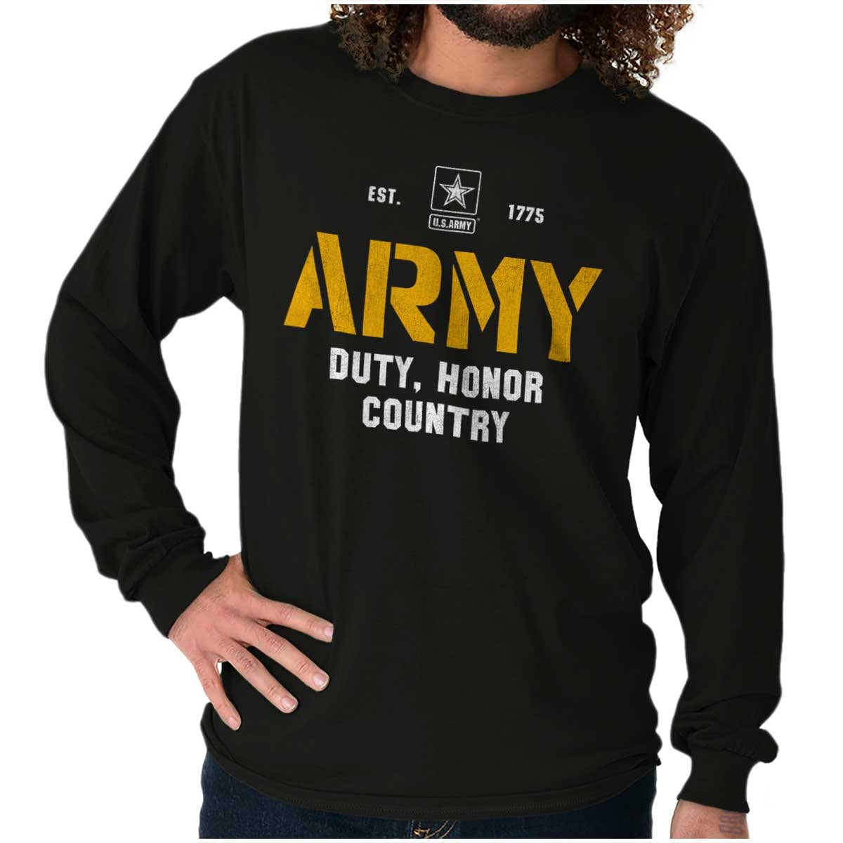 US Army Duty Honor Country Proud Military Long Sleeve Tshirt for