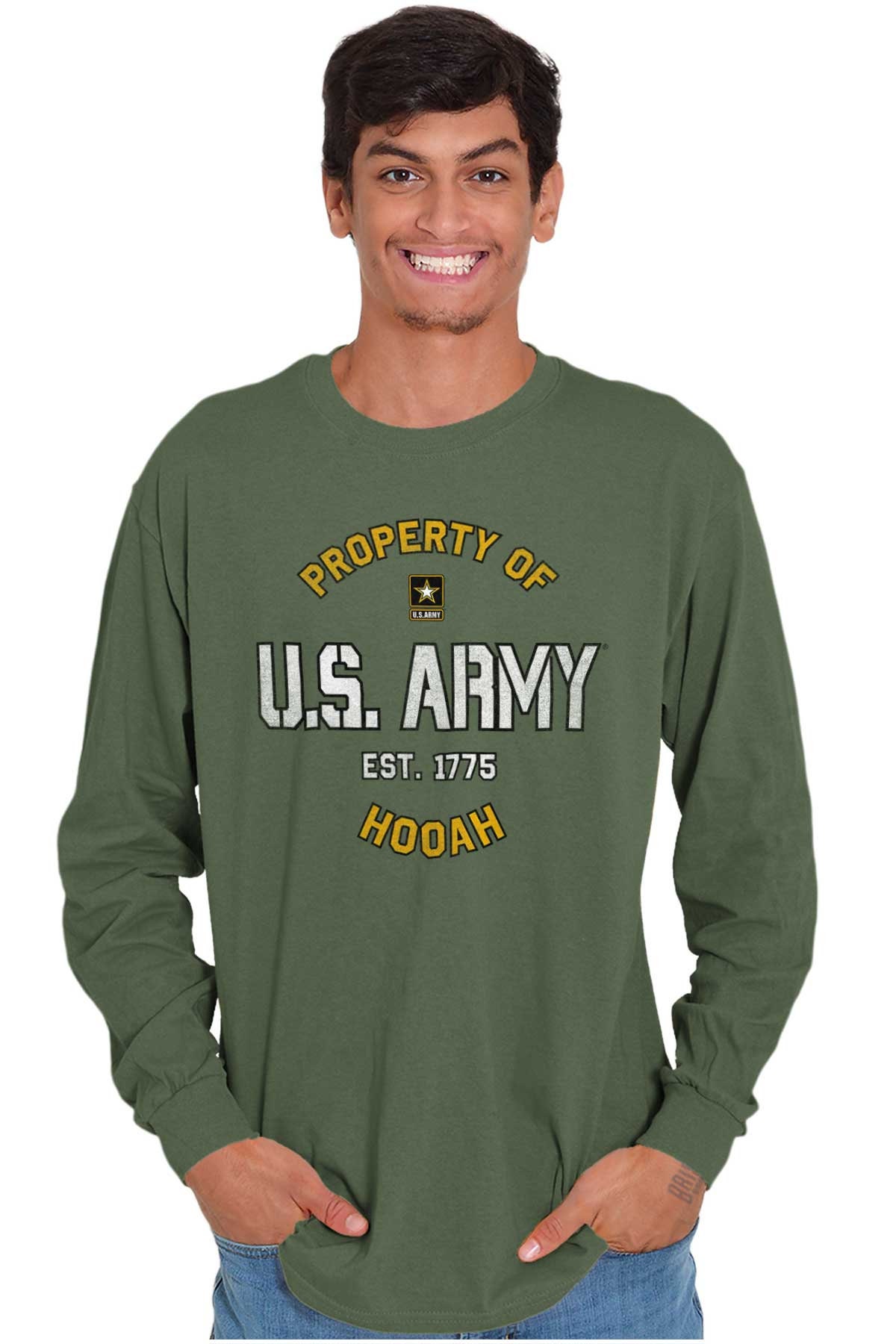 US Army Hooah Military USAF Armed Forces Long Sleeve Tshirt for Men or ...
