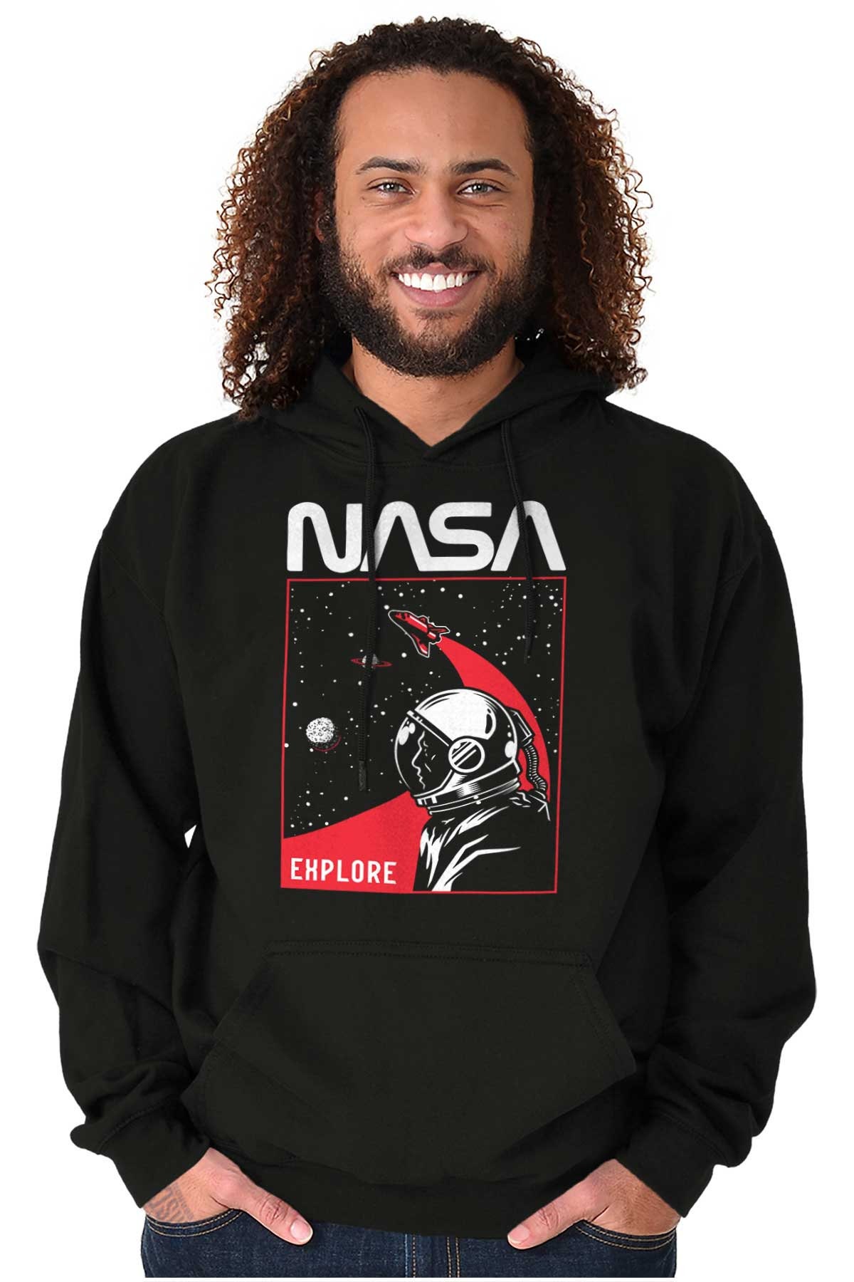 NASA Astronaut Space Explorer Worm Logo Gift Hoodie Hooded Sweatshirt ...