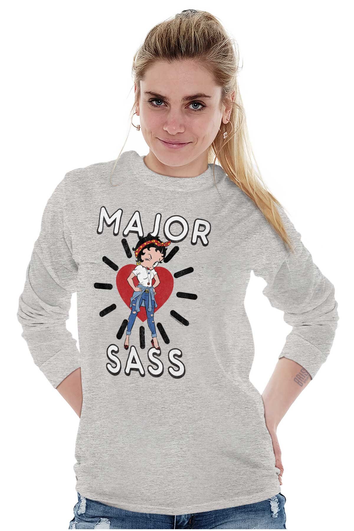 Betty Boop Riveter Vintage Betty Boop the Riveter Retro Sassy Long Sleeve T Shirt Tees for ...