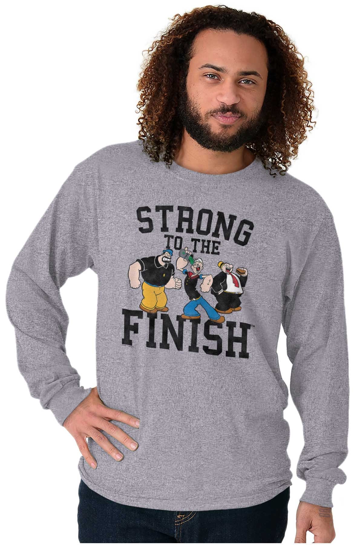 Popeye Cartoon Squad Friends Gym Workout Long Sleeve Tshirt Etsy