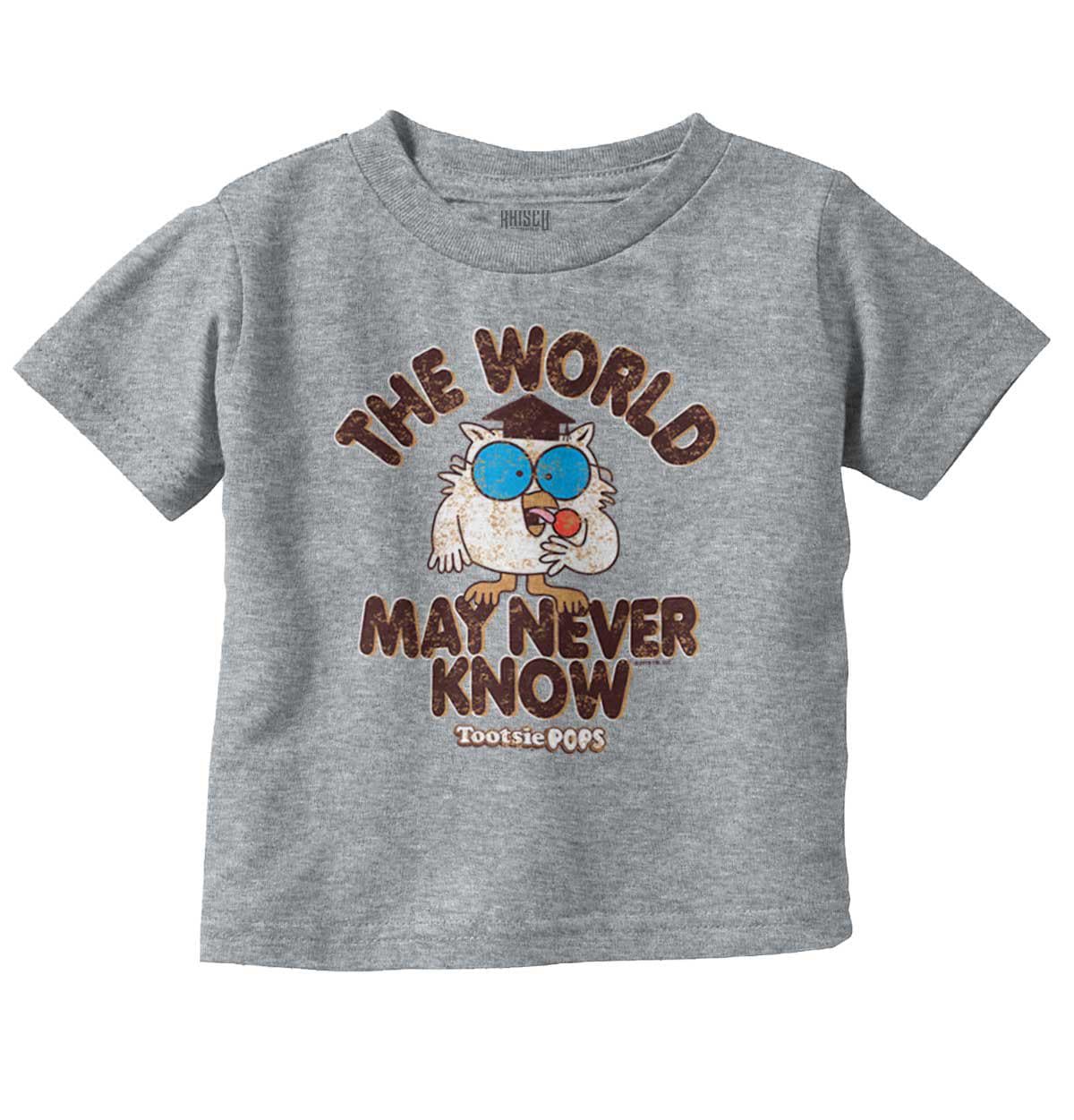 Tootsie Pop Mr. Owl Toddler T-Shirt: The World May Never Know Baby Crewneck Graphic Tee