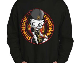 Betty Boop Bling Authentic Urban Cartoon Womens Crewneck Sweatshirt Pullover