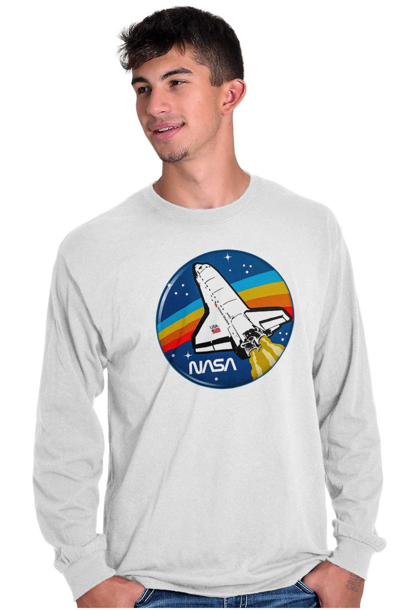 NASA Retro Logo Space Shuttle Rocket Vintage Long Sleeve Tshirt for Men ...