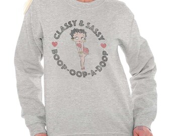 Classy Sassy Betty Boop Oop A Doop Vintage Womens Crewneck Sweatshirt Pullover