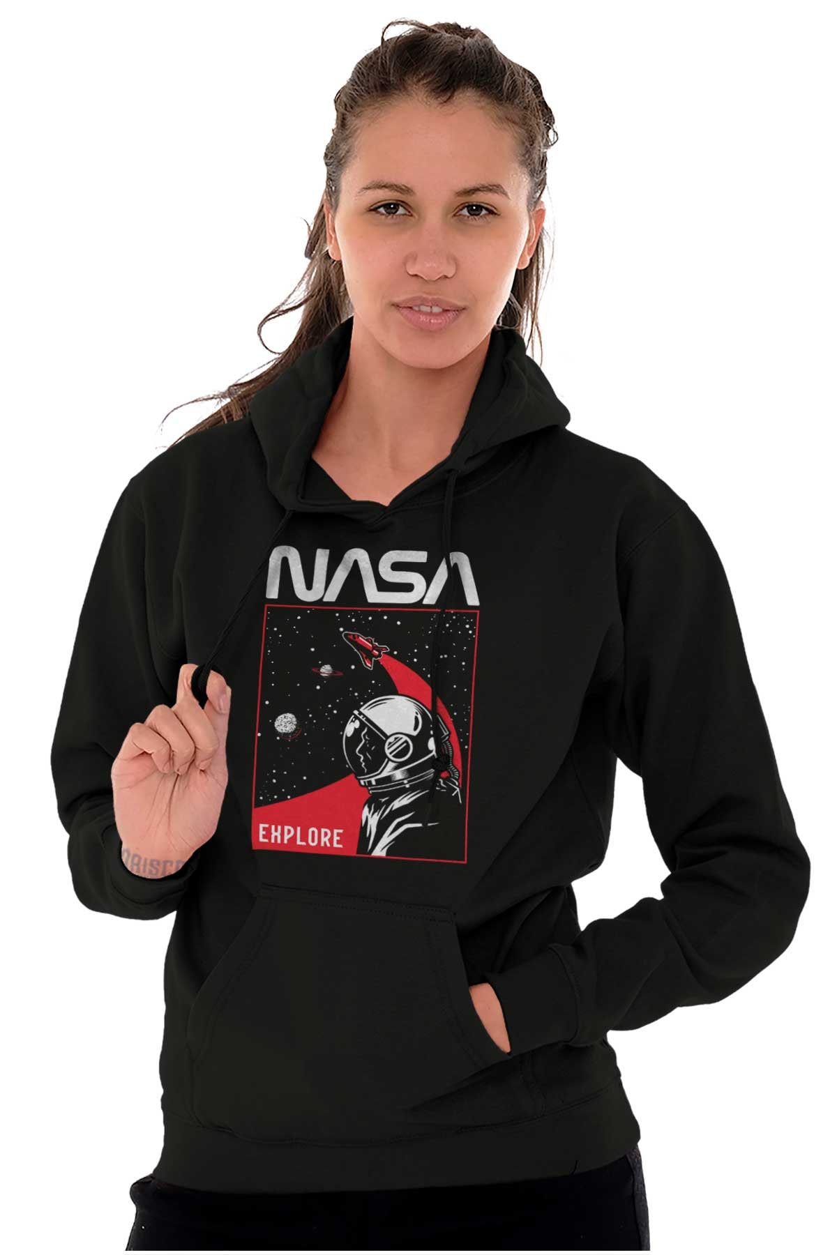 NASA Astronaut Space Explorer Worm Logo Gift Hoodie Hooded Sweatshirt ...
