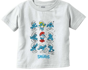 the Smurfs Squad Papa Smurfette 80s Cartoon Toddler Boy Girl Youth T Shirt Tee