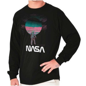 NASA Retro Astronaut Worm Logo Moon Landing Long Sleeve Tshirt for Men or Women