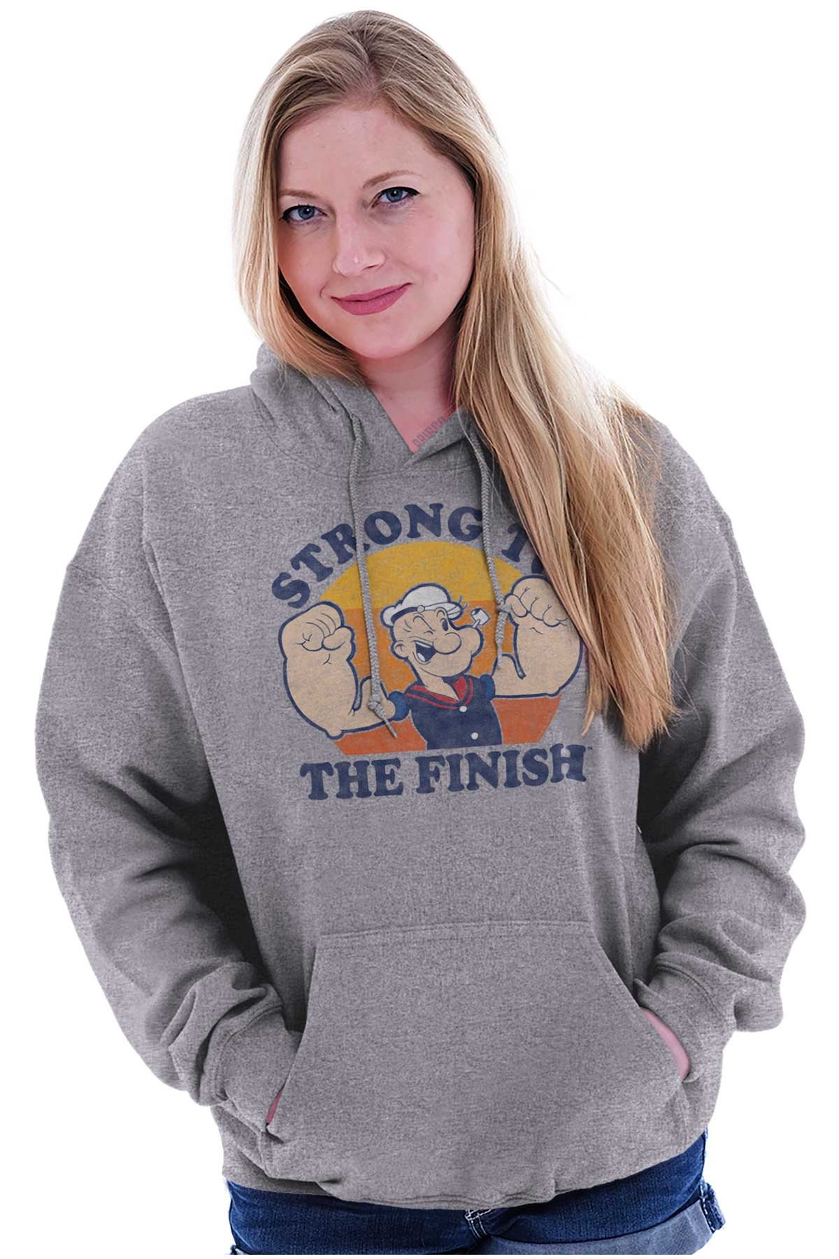 Vintage Popeye Workout Gym Cartoon Hoodie - Unisex Pullover Sweatshirt